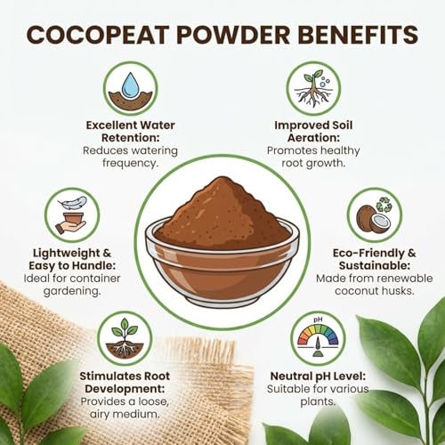 Image of 1 Kg Coco Peat Powder for Plants | Natural Coconut Coir Pith | Improves Soil Aeration & Moisture Retention