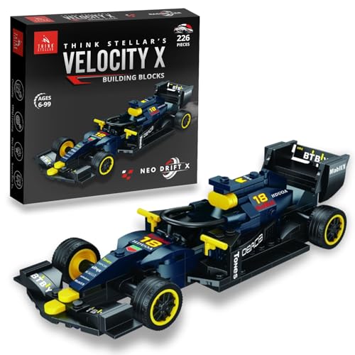 Image of Velocity X Racing Car Building Blocks Set - 225+ Pieces Toy Car Construction Kit for Kids 6+, Teens & Adults | Build 8 Unique Formula Race Cars | STEM Educational, Birthday Gift Toy