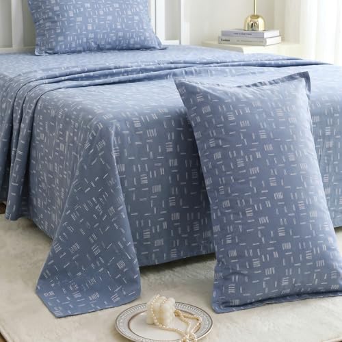 Image of Skyla Double Bed King Size Bedsheet 108x108 Inch with 2 Pillow Covers | Soft Cotton | Comfortable & Breathable | Floral Print (Twings on Ocean)