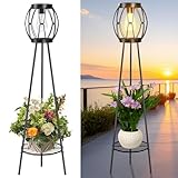 Outdoor Solar Lights with Plant Stands, Outdoor Floor Lamps for Yard Deck Patio Porch Walkway Driveway Garden Decor