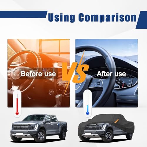 Image of Heavy Duty Truck Cover Waterproof All Weather. Pickup Truck Cover for Nissan Frontier, Ford F100 Ranger, Chevy C10 S10 etc, Regular Cab Short Box. Length: Up to 210 inches.
