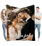 Couple Gift Ideas Custom Blankets with Photos Text Personalized Blanket Soft Flannel for Girlfrie...