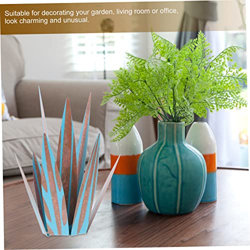 Yardwe 1 Set Tequila Garnish Lawn Ornaments Artificiales Para Outdoor Lawn Decor House Ornaments Vintage Home Decor Metal Agave Plant Agave Decoration Blue Orchid 3D Iron #TOP3