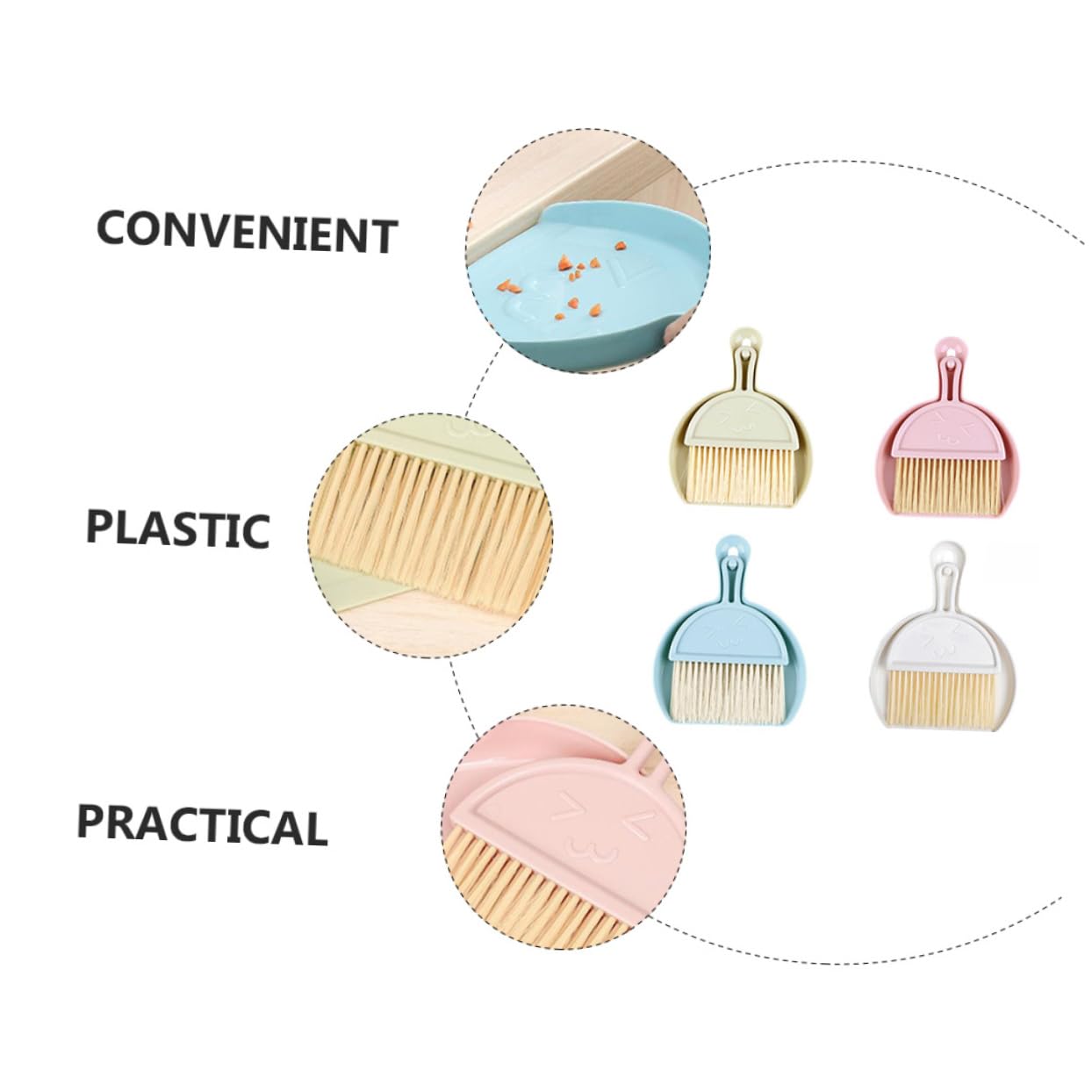 GOOHOCHY 4 Sets Desktop Fan Broom Portable Brush Mini Household Cleaning Supplies Table Handy Brush Handheld Broom Small Pan Table Cleaner Tool Small Broom Desktop Broom Dust Pan Plastic