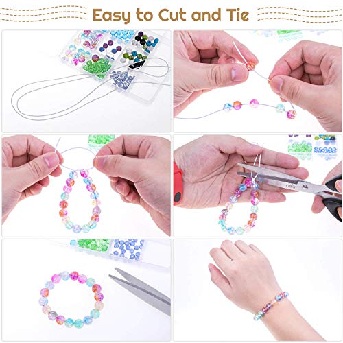Image of Elastic String, Selizo Stretchy Cord for Bracelets, Necklace, Beading and Sewing (1.2 MM, 109 Yards, White) (Pack of 3)