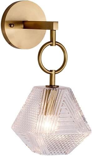 Jybnbbe Gold/Light Clear Glass Shade, Brushed Brass Antique Bathroom Wall Sconce,Chandeliers