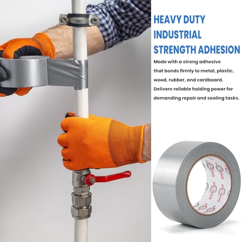 Image of Silver Duct Tape Heavy Duty 2 inch x 30Yd Waterproof Industrial Tape 1 Roll | Industrial silver duct tape for repairs, sealing & bundling. Waterproof, tear by hand, leaves no residue.