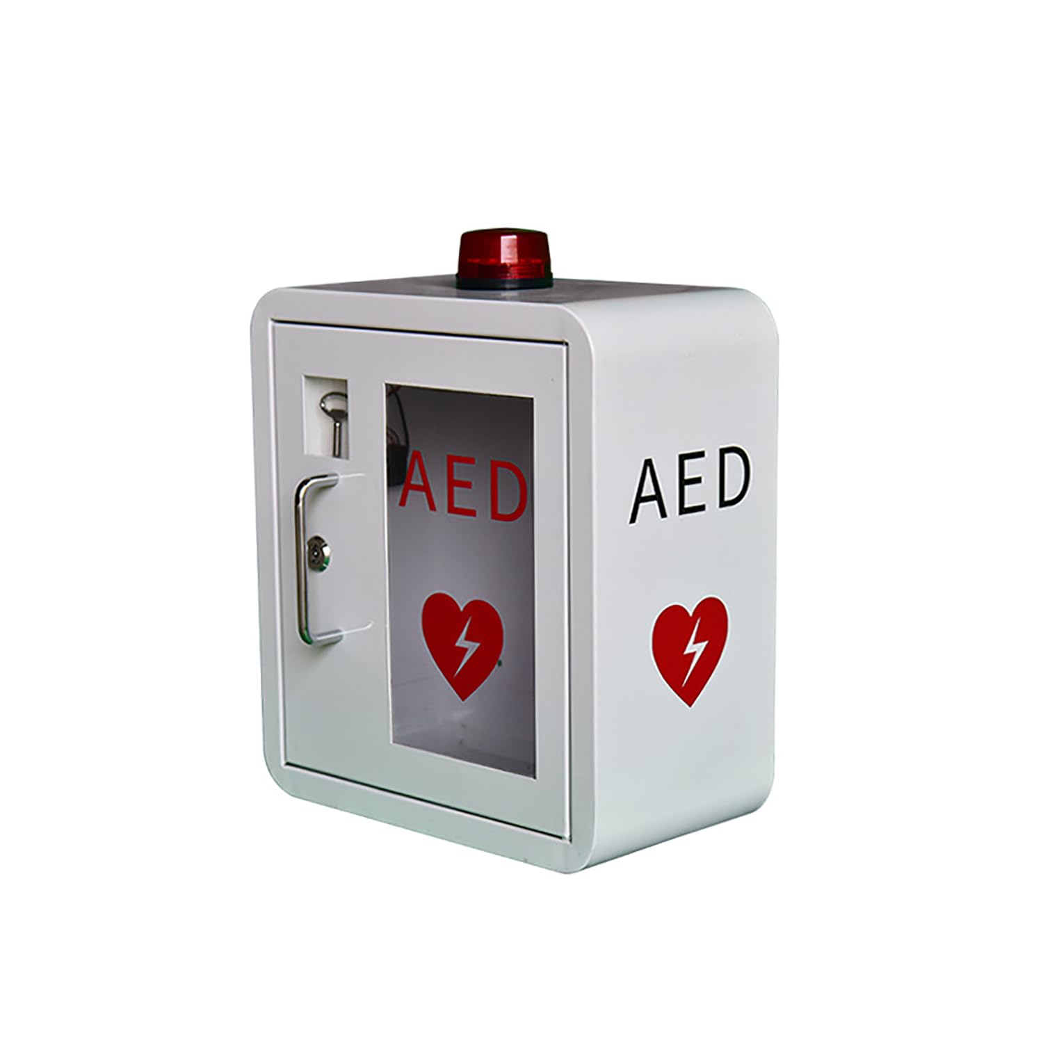 AED-Defibrillator-Aufbewahrungsschrank mit Schlüssel, wandmontierter Erste-Hilfe-Kasten aus Stahl für Zuhause, Pflege, Bus, öffentliche Orte – passend für die meisten AED-Modelle, Defibrillationsala