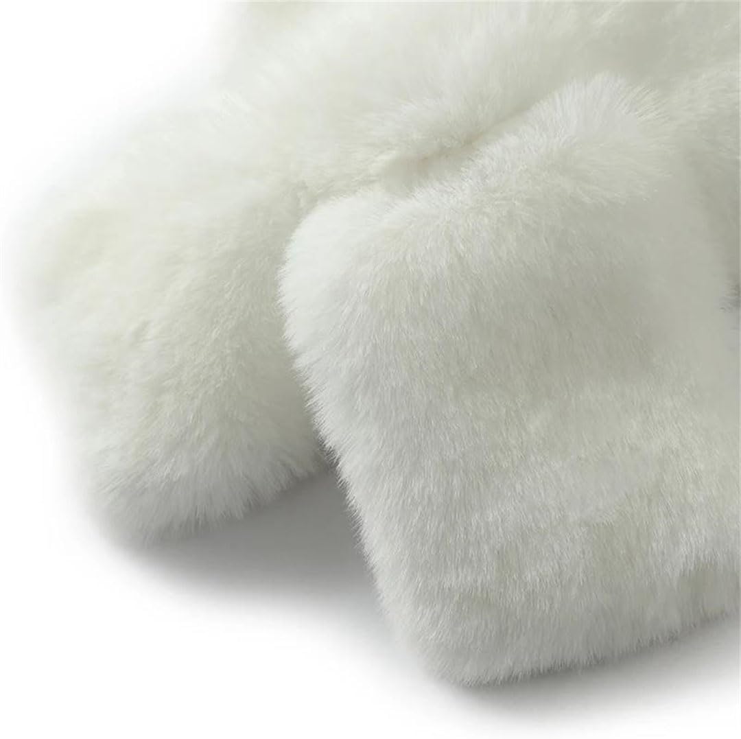 Women's Rabbit Fur Small Perforated Warm Neck Wrap Soft Fuzzy Animal Hair Cold Weather Accessory Scarves Skin