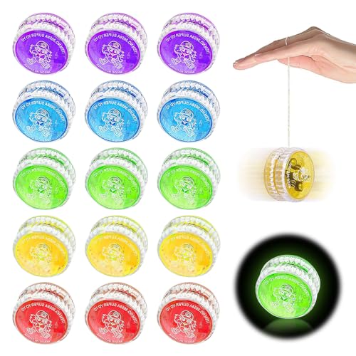 KBIBCK 15 Piezas Juguetes de Yoyo con Luz LED, Yoyo Profesional, Yoyo Entretenido, Yoyo para Principiantes Niños, para Principiante Favor de Fiesta Cumpleaños