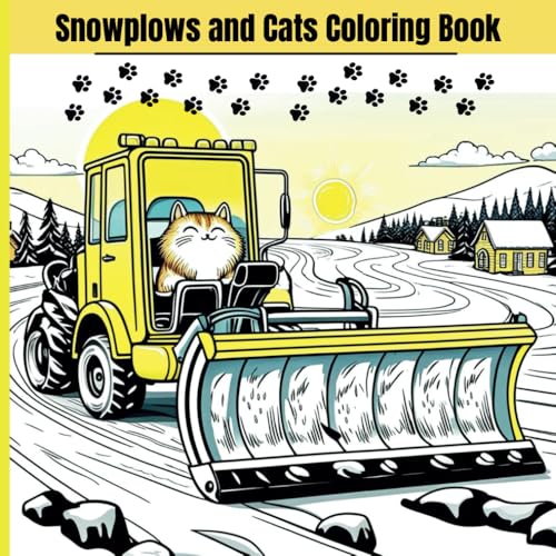 Snowplows and Cats Coloring book: Where Power Meets Purrs: 20 Premium Winter Scenes to Color and Create image 2
