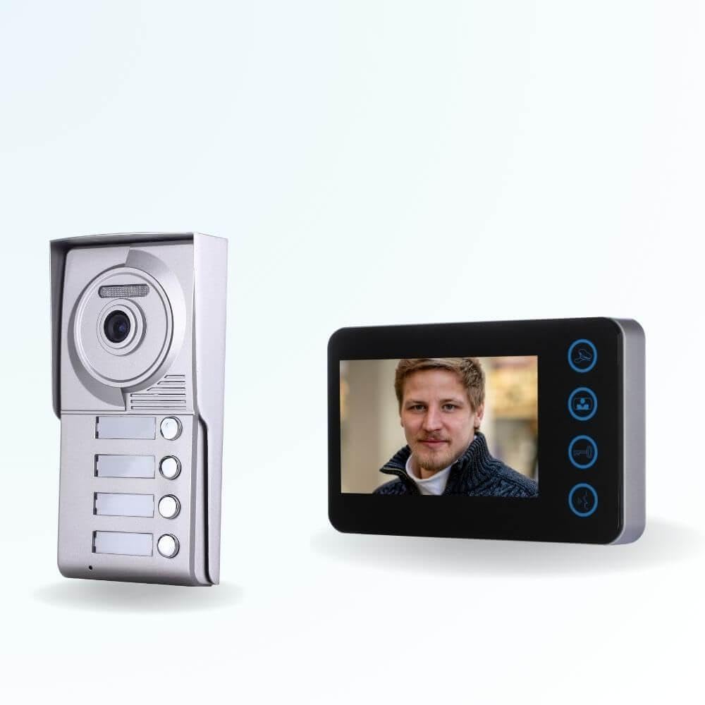 Interphone vidéo d'exception Neo 2 fils pour 4 appartements, écrans noirs