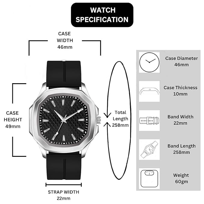 Image of styledose Minimalist dial Softest Adjustable Silicon Belt Quartz Analog Date Display Wrist Watch for Men