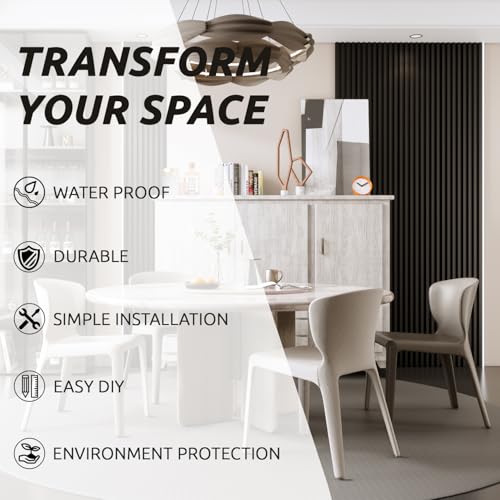 WPC Slat Wall Paneling, Modern Accent 3D Wall Panels, 8-Piece 94.5" x 6.6" TV Wall Panel, Bedroom, Living Room, Matte Black - Image 7