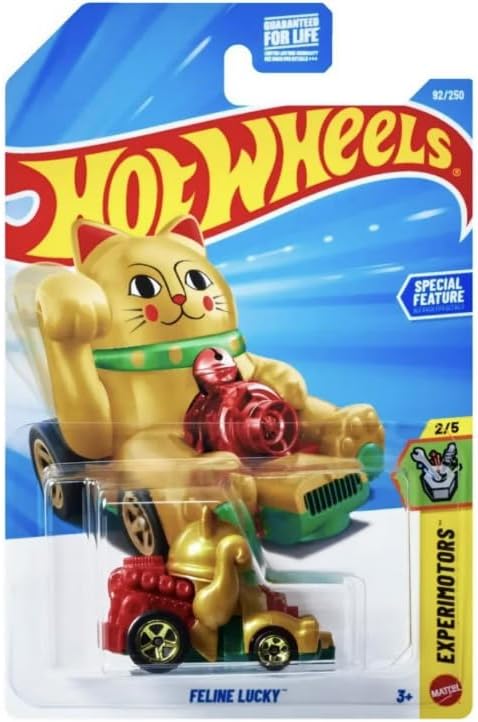 Hot Wheels Feline Lucky [Gold Cat] Experimotors 2/5, 92/250, 1:64 Scale Diecast Toy Vehicle