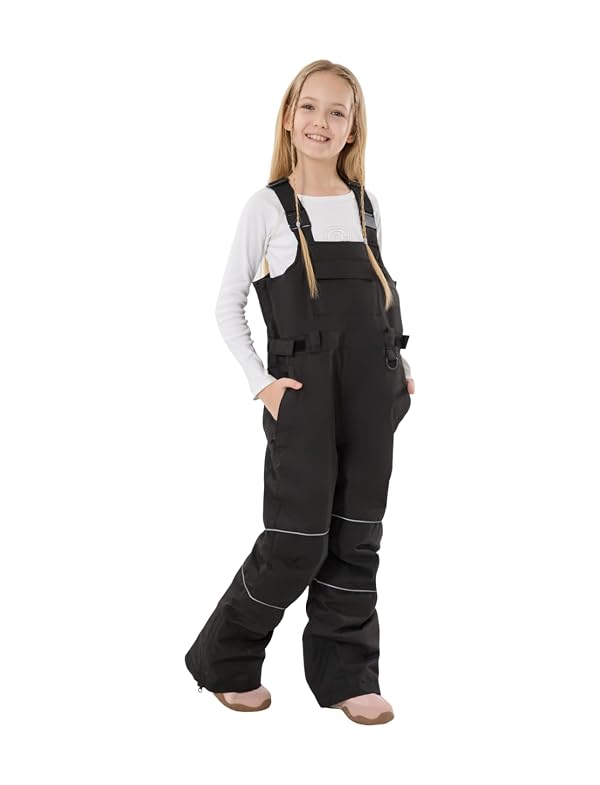 GSOU SNOW Girls Boys Snow Bibs Kids Baggy Ski Pants Insulated Waterproof Overall Snowboard Warm Winter Black 11-12Year by GSOU SNOW - Image 3