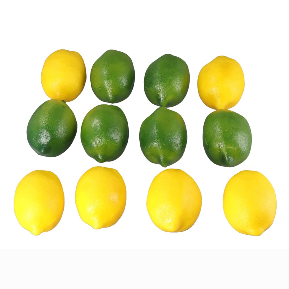 Vctitil 12Pcs Faux Yellow Green Lemons Artificial Fruits Fake Lemons Lifelike Simulation Lemon for Chirstmas Decor Photography Prop Party Decoration(12pcs)