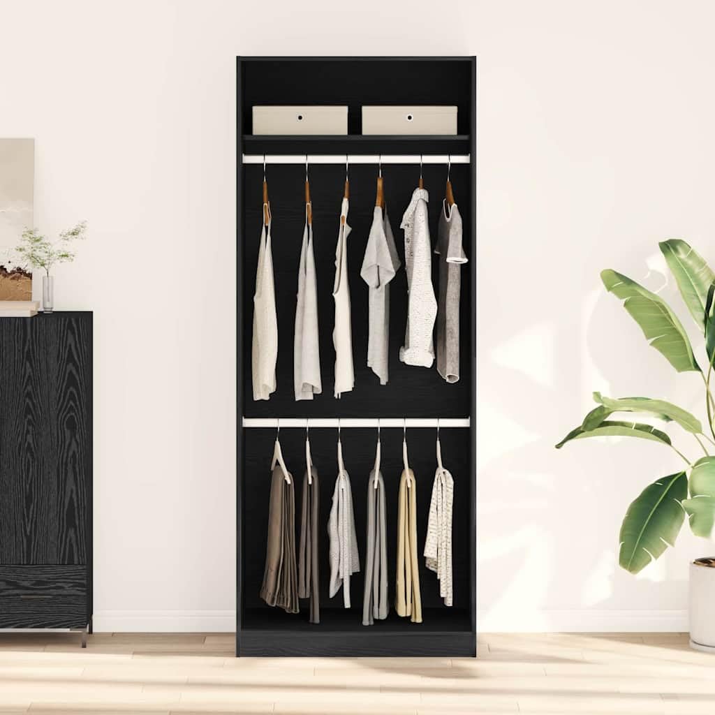 Tomostar Armoire Penderie, Armoire Dressing de Rangement Chambre Vêtements Chêne Noir 80 x 50 x 200 cm Bois d'ingénierie