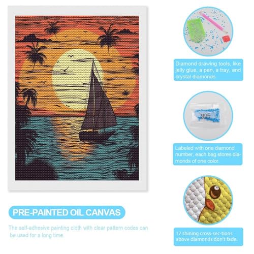 Kit de pintura de diamantes VstaDank para decorar tu sala de estar con un velero 3