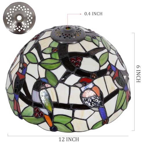 Image of Tiffany Lamp Shade Replacement Only 12X6 Inch Stained Glass Style Lampshade with Cap fit for Table lamp Pendant Light Ceiling Fixture (Stained Glass)