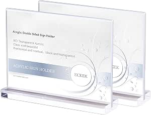 ECKEK Acrylic Sign Holder With Wood Base - A4/A5/A6 Tabletop Display Stand - View #6