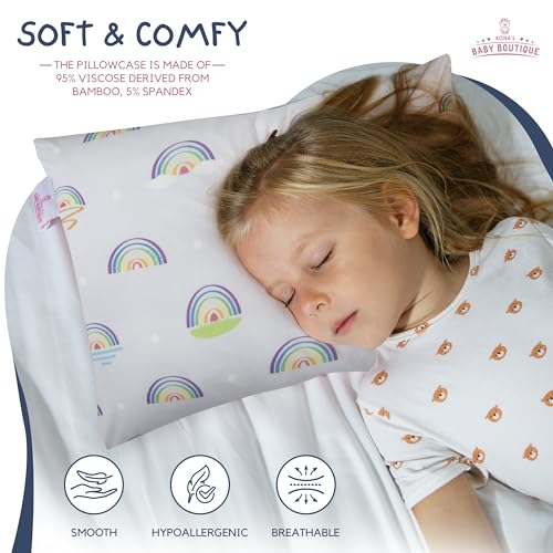 Image of Purple Rainbows - Kona's Perfect Toddler Pillow with Softest Toddler Pillowcase - 13 x 18 inch Childrens Pillow - Kids Pillow 2 Year Old, Teen Pillow 3 Year Old