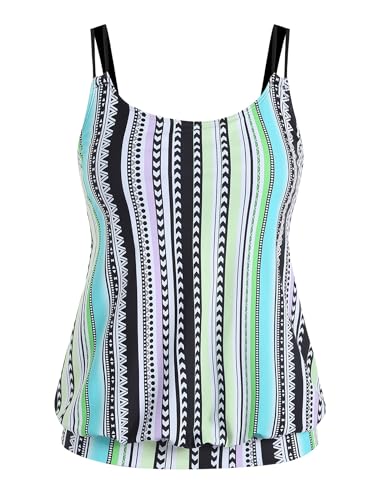 ZAFUL Womens Tankini Tops Blouson Tummy Control Swim Top Loose Fit Bathing Suit Top No Bottom2