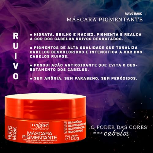 Máscara Matizadora Tonalizante Ruivo Cobre Veggue Profissional 150ml