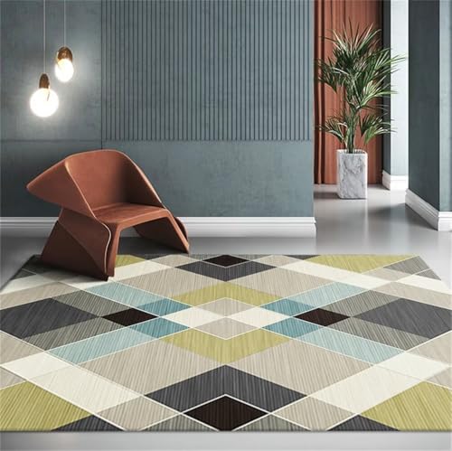 Tapis garcon chambre gris et bleu avec lignes géométriques - 2