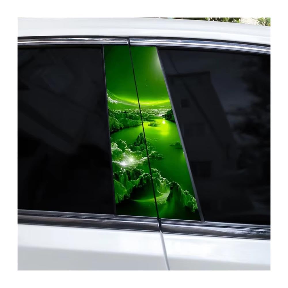 Bertdcx Type A Green Landscape Stickers Car Window Pillar Stickers Diy Personalized Decorative Stickers Auto Parts(Type A)