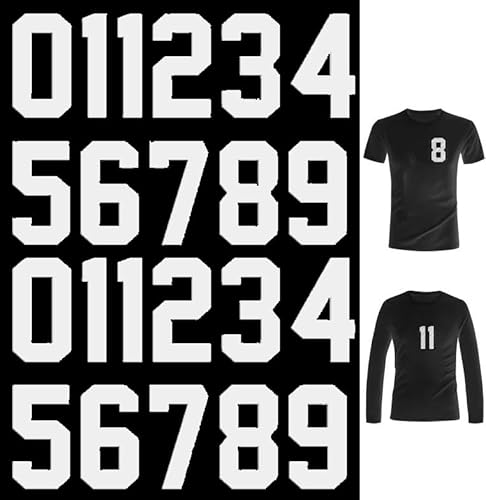 Heat Transfer Numbers,22 Pieces 3 Inches 0 to 9,Iron on Numbers T Shirt Jersey Numbers Soft Iron on Numbers for Team Uniform Sports T Shirt Basketball Baseball Football(White)