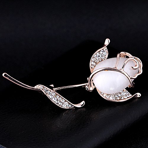 Image of Elegant Pink Lily Flower Brooch Pin for Women - Rhinestone Lily Lapel Pin for Coats, Jackets, and Sweaters