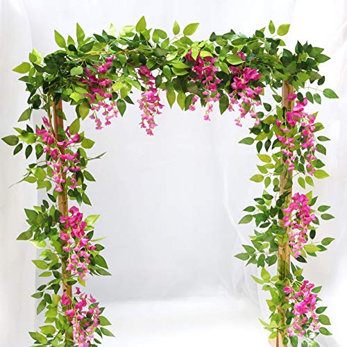 Ikasus AFSSS192537GZNWHITE Wisteria Artificial Flowers Garland thumb #5