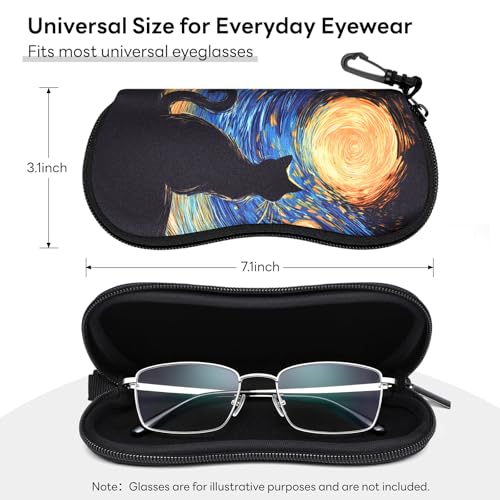 Image of Sunglasses Case with Belt Clip, Ultra Light Neoprene Zipper Soft Padded Glasses Case for Women Men