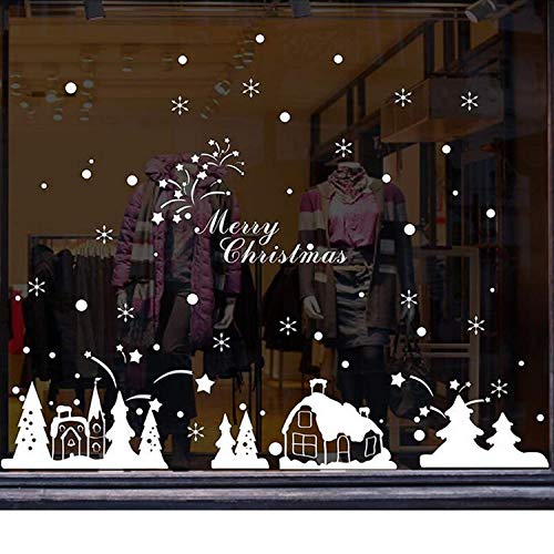 TOTOMO Christmas Window Decorations Decals - Winter Holiday Clings Stickers Snowflakes Snow Christmas Town #2