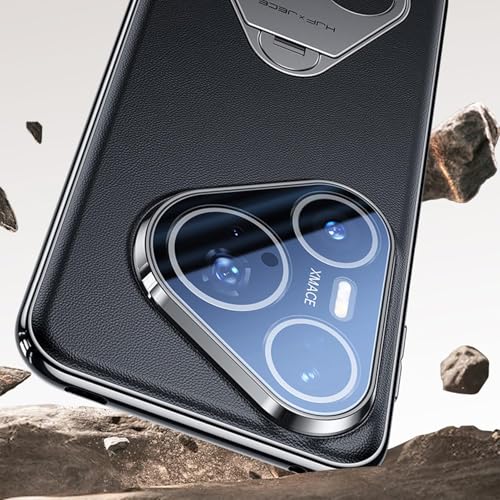 Étui en cuir Huawei Pura 90 Pro antichoc noir avec protection d'objectif intégrée