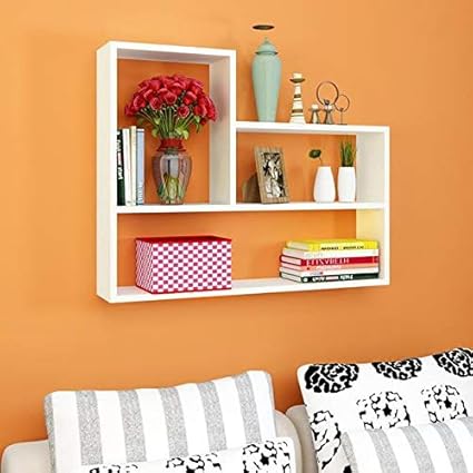Skafa Wall Decor Shelf Display Rack for Home, Wall Shelf for Kitchen Storage Boxes, Wall Mounted Wall Shelf Racks for Kitchen Storage (White)