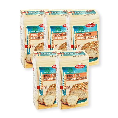 BIELMEIER KÜCHENMEISTER Brotbackmischung Kürbiskernbrot 5 x 500 g I Brotbackmischungen für Brotbackautomat & Ofen I Brot mit Backmischung ganz einfach