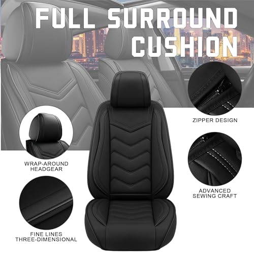 Image of CTDS Car Seat Covers for VW Tiguan 2009-2026, Stylish Sport Seat Cover, Premium Nappa Leather Car Seat Cover. Automobile Seat Covers Sets.(Standard 5 Seats /Pure Black)