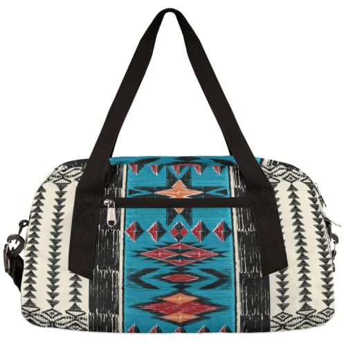 Vintage Ethnic Aztec Gym Bag for Women and Men,Bohemia Aztec Small Duffel Bag for Sports, Gyms, Yoga, Weekend Getaway, Travel Overnight Bag Workout Bag Cheer Dance Bag for Girls Boys Teen