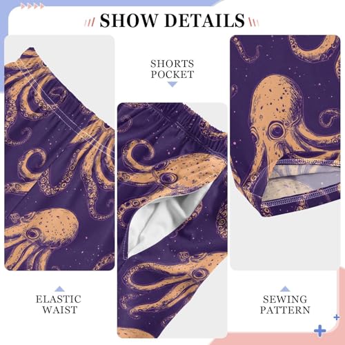 Pajama Pants Octopus Retro PJ Bottoms Sleepwear Lounge Sleep Pant with Pockets4
