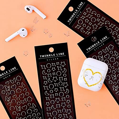 Vondyu Scrapbooking Stickers,Heart Butterfly Pattern Craft Stickers,Gold/Silver Deco Stickers For Journaling,Self-Adhesive Decals Decorative Sticker For Cards Album Scrapbooks Gifts Embellishment-8Pcs #TOP3