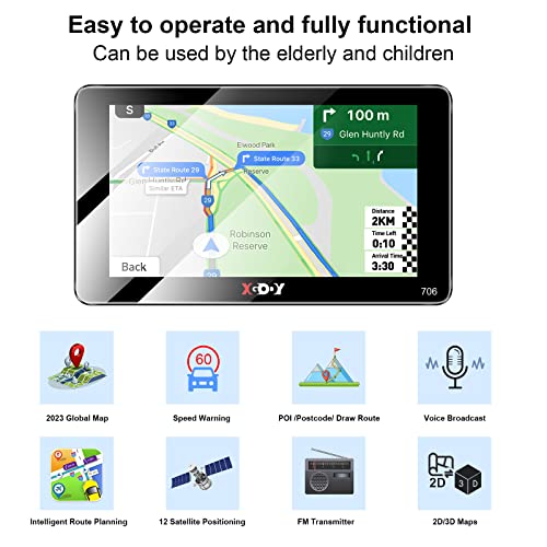XGODY GPS Navigation for car 7 inch 2023 maps car GPS for car Truck GPS Commercial Drivers semi Trucker Navigation System 8GB 256M with Voice Guidance Free Lifetime map Updates