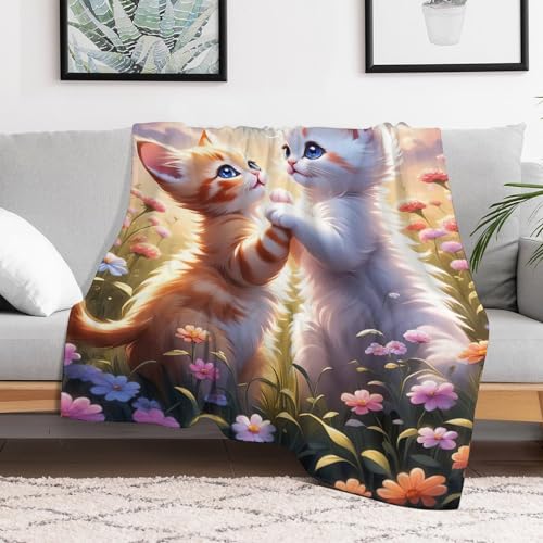 Couverture chat plaid flannel chaud linge de lit 130x150
