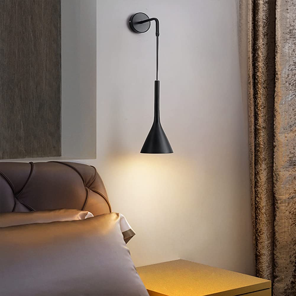 Lampada Da Parete Interno LED 8W 3000K Bianco Caldo Decorazione Applique Da Parete Moderno Nero Metallo Lampada Muro, Per Soggiorno Camera Da Letto Scale Corridoio Ristoranti Luce Notturna