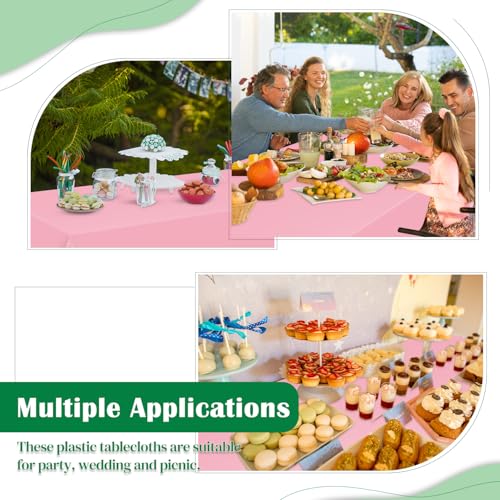 Image of Pink 14 Pack 54 x 108 Inch Plastic Tablecloths, Disposable Rectangle Tablecloth, Party Table Cover Plastic Table Cloth