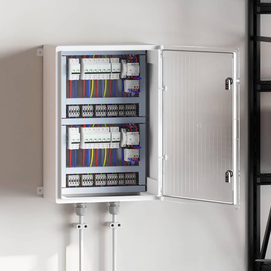 Armario de control de 57 x 24,5 x 70 cm de plástico ABS resistente, caja de control para interiores y exteriores con puerta transparente