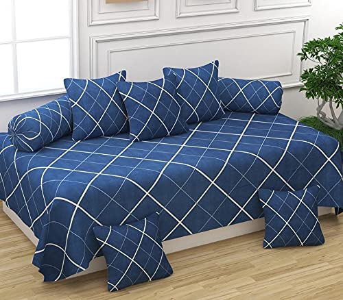 MLHF Pure Glace Cotton 240 TC Diwan Set Cover Included 1 Single Bedsheet (60 X 90 in) 2 Booster Cover (Size : 16 X 33 in) 5 Cushion Cover(16 X 16 in)_Color : Multi10_(Combo Pack of 8)-image-15
