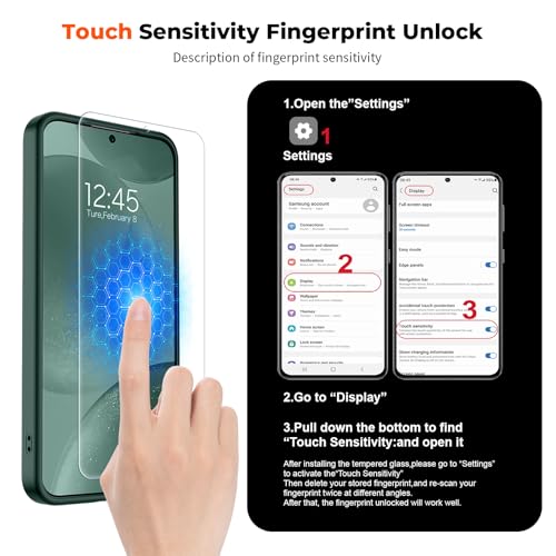 Image of SUPFINE Magnetic for Samsung Galaxy S24 Case / S25 Case with Screen Protector, (Built-in Magnets) (Military Grade Drop Protection) Slim Translucent Shockproof Phone Case,Forest Green