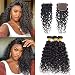 8A Water Wave Hair Bundle with Closure 16 18 20 +14 Lace Closure Free Part Water Wave Bundles 1B# Curly Wave Hair Extension Human Hair Bundles